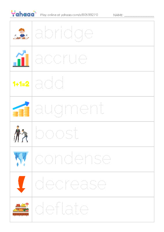 Common Verbs in English: quantity 1 PDF one column image words