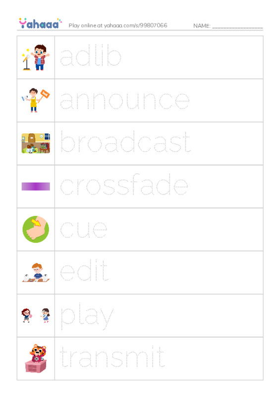 Common Verbs in English: radio 1 PDF one column image words