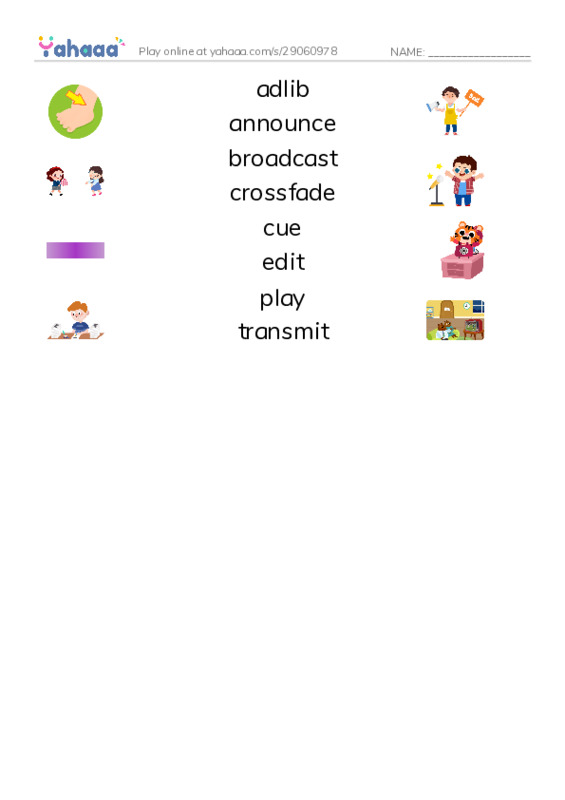 Common Verbs in English: radio 1 PDF three columns match words