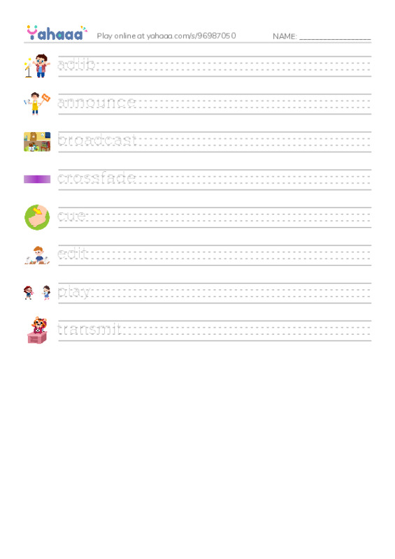 Common Verbs in English: radio 1 PDF write between the lines worksheet