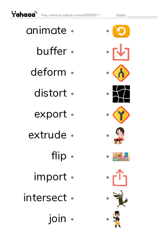 Common Verbs in English: 3d graphics 1 PDF link match words worksheet