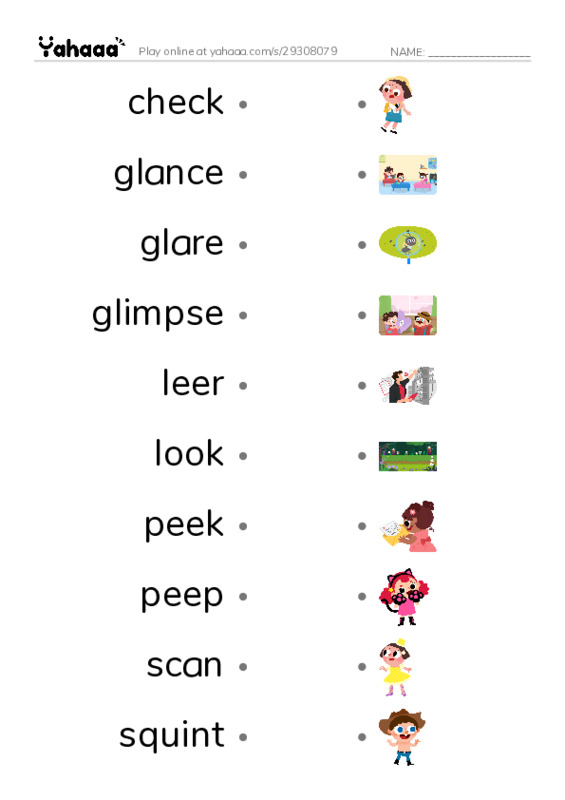Common Verbs in English: look 1 PDF link match words worksheet