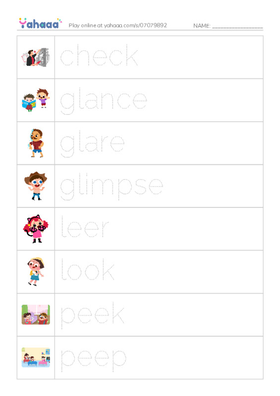 Common Verbs in English: look 1 PDF one column image words