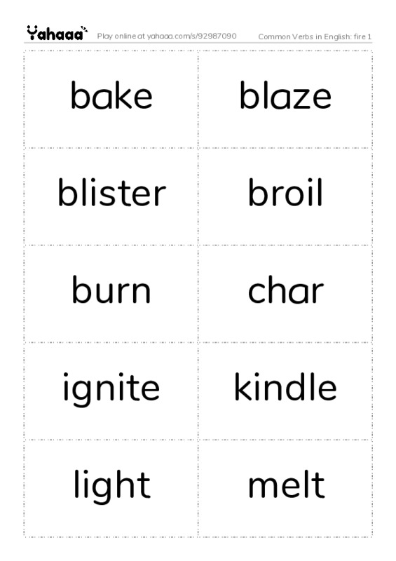 Common Verbs in English: fire 1 PDF two columns flashcards