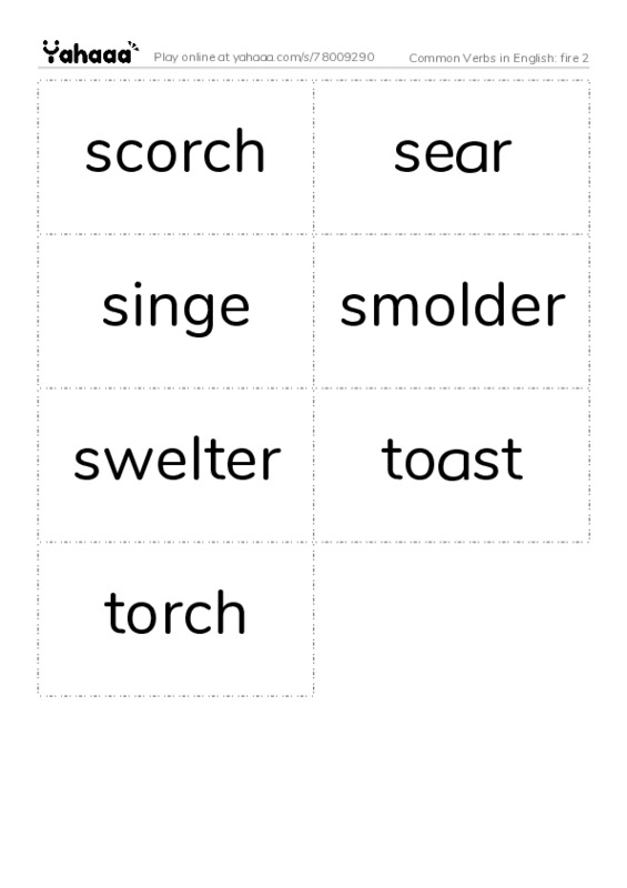 Common Verbs in English: fire 2 PDF two columns flashcards