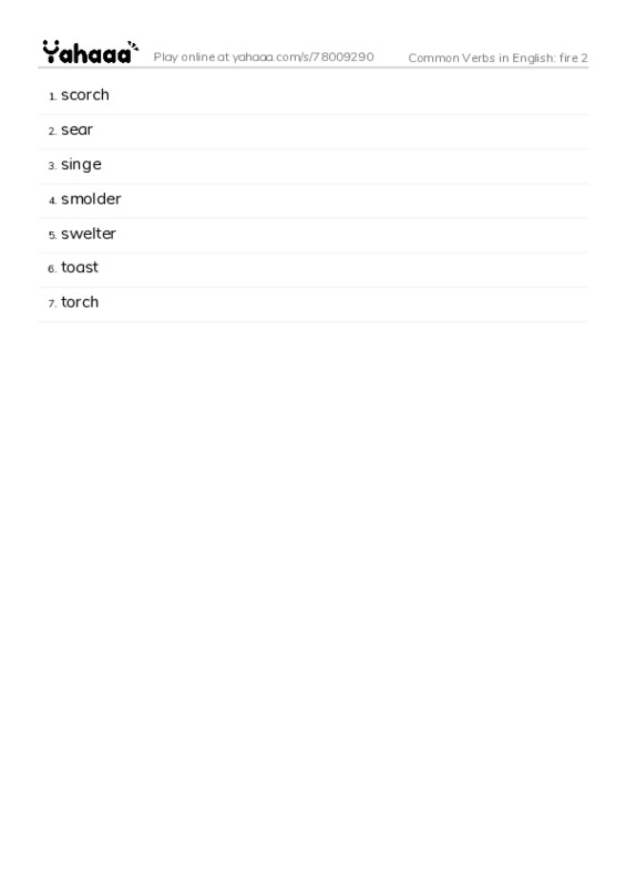 Common Verbs in English: fire 2 PDF words glossary