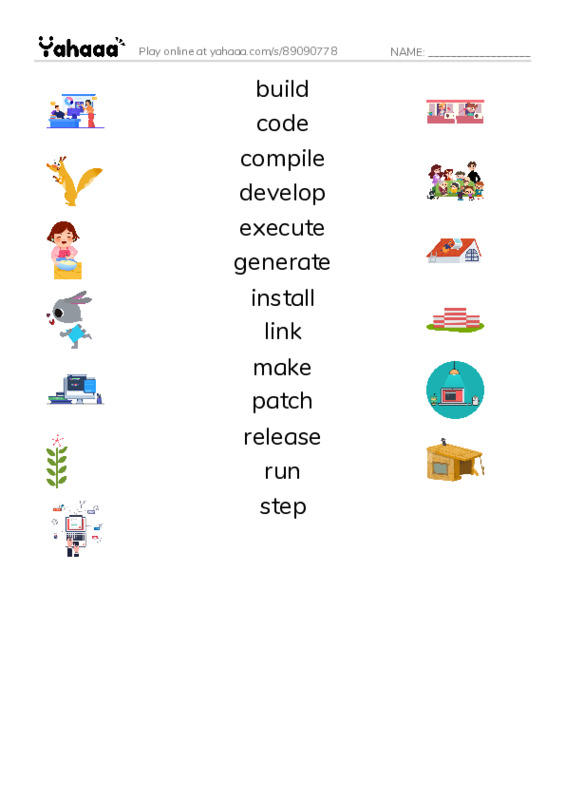 Common Verbs in English: programming 1 PDF three columns match words