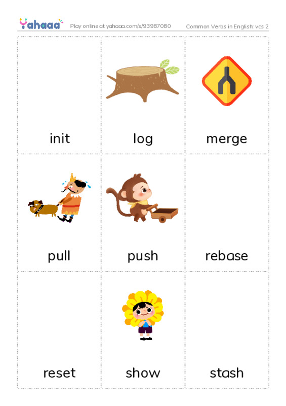 Common Verbs in English: vcs 2 PDF flaschards with images