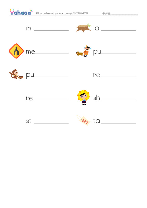 Common Verbs in English: vcs 2 PDF worksheet writing row