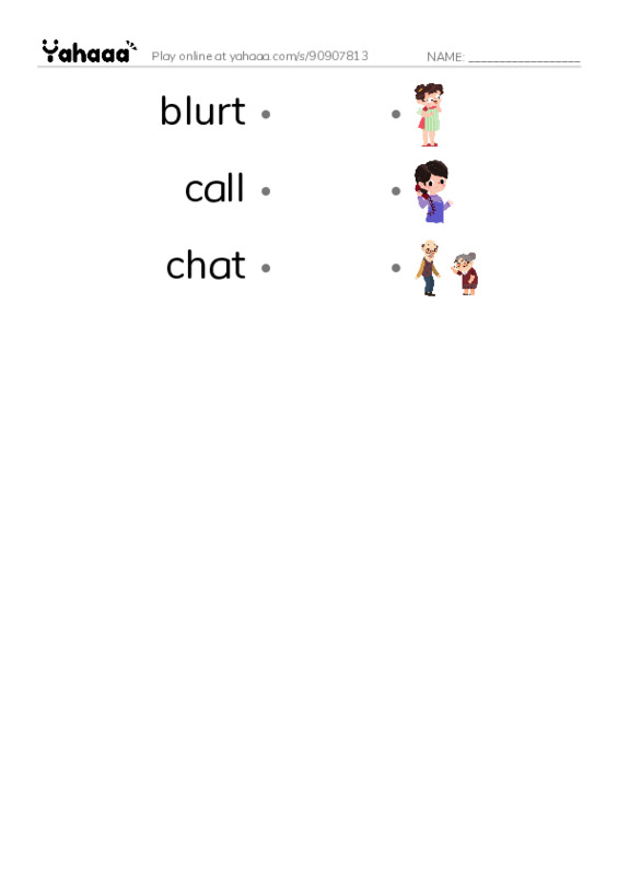 Common Verbs in English: communication 1 PDF link match words worksheet