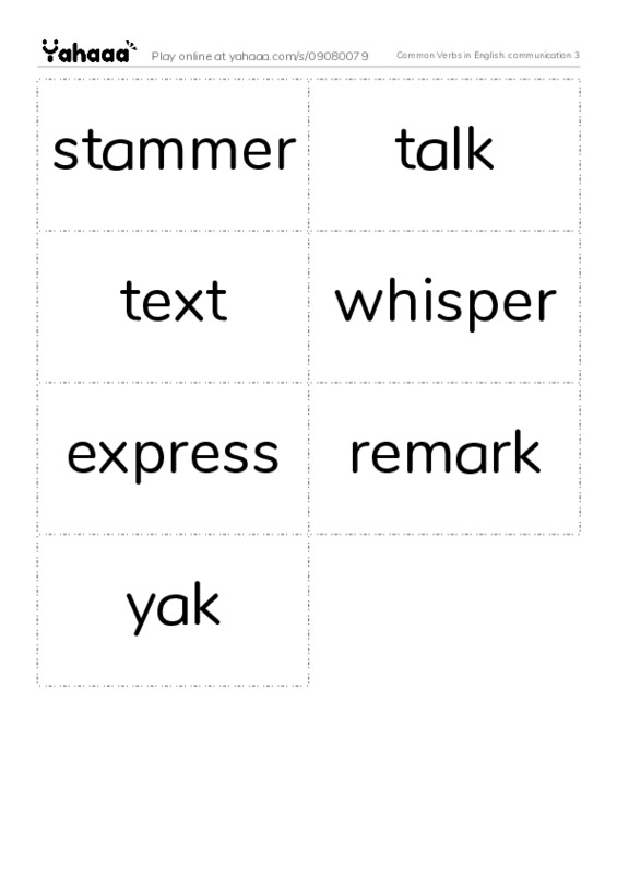 Common Verbs in English: communication 3 PDF two columns flashcards