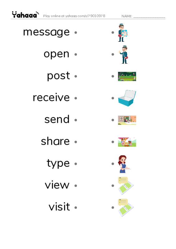 Common Verbs in English: web 2 PDF link match words worksheet