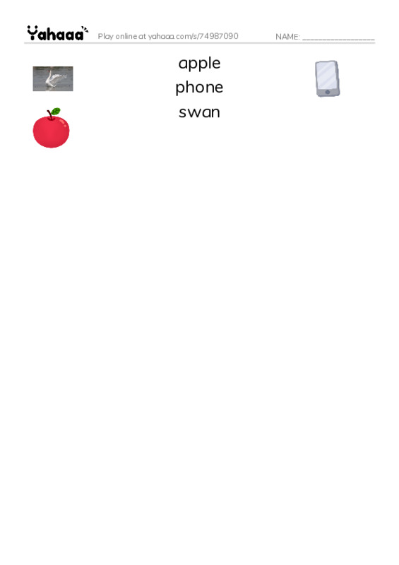 For Grade 1 PDF three columns match words