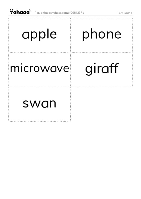 For Grade 1 PDF two columns flashcards