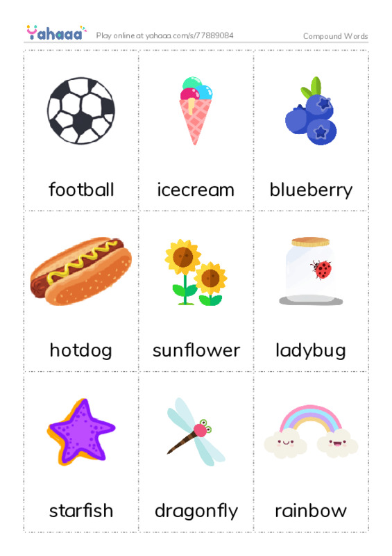 Compound Words PDF flaschards with images