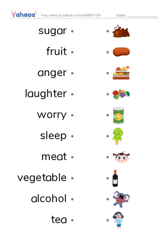 Tips for Better Health PDF link match words worksheet