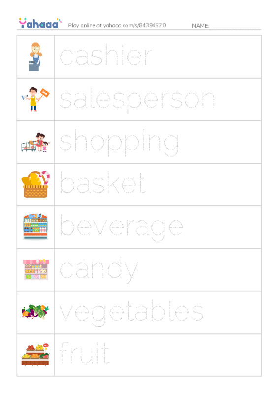 go to the supermarket PDF one column image words
