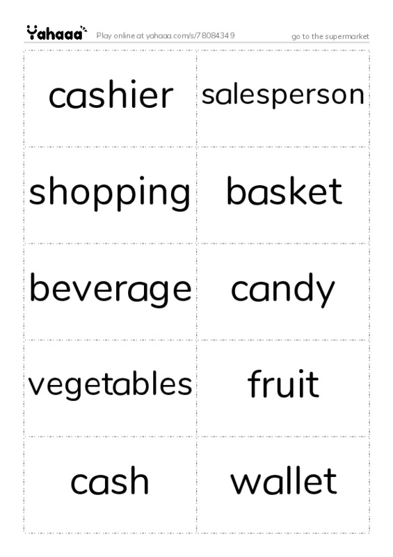 go to the supermarket PDF two columns flashcards