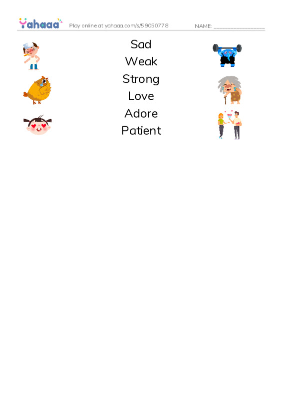 Feeling PDF three columns match words
