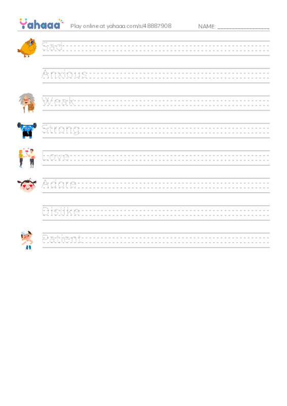 Feeling PDF write between the lines worksheet