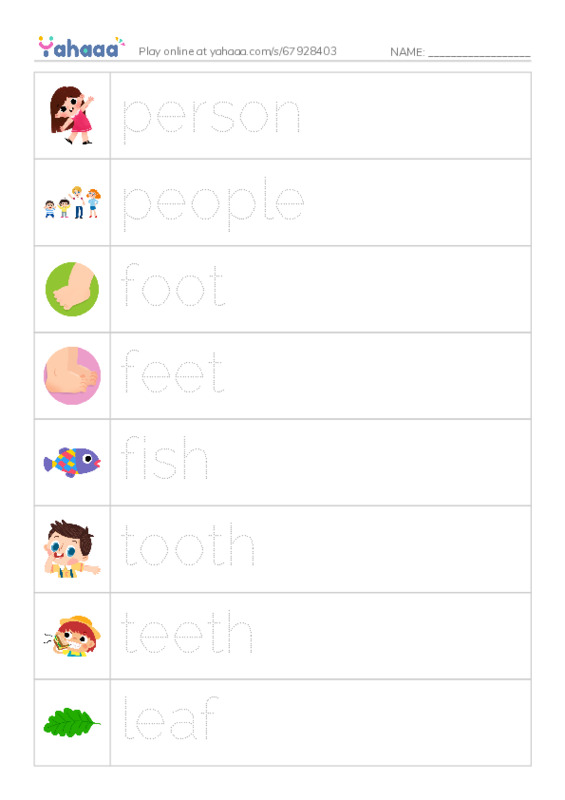 Singular and Plural Words1 PDF one column image words