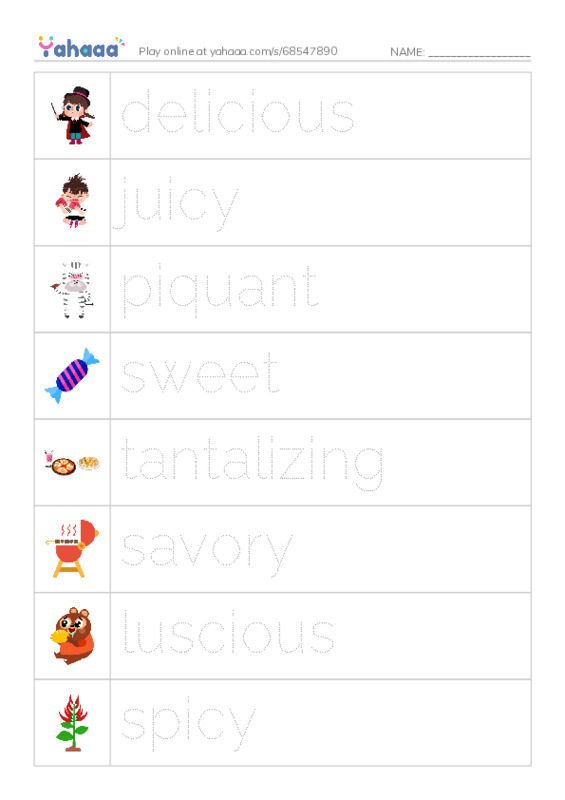 How to say Delicious PDF one column image words