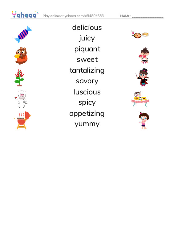 How to say Delicious PDF three columns match words