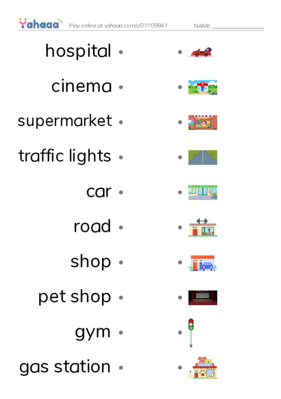Street PDF link match words worksheet