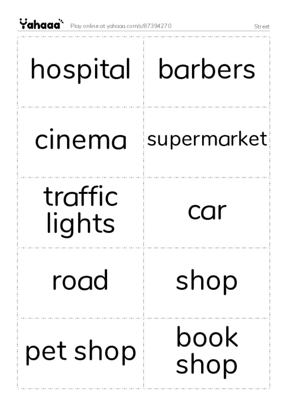 Street PDF two columns flashcards