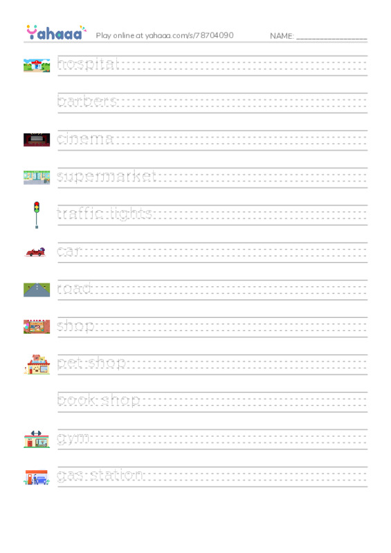 Street PDF write between the lines worksheet