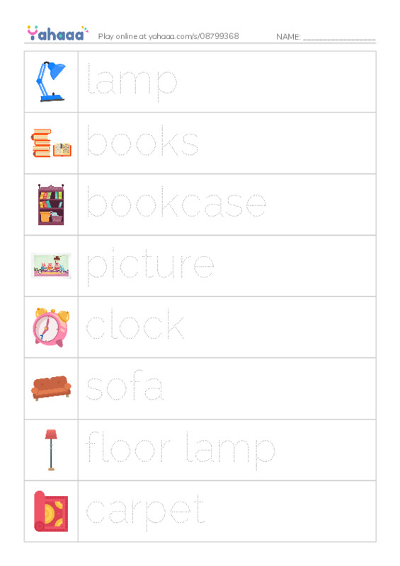 LIving Room PDF one column image words