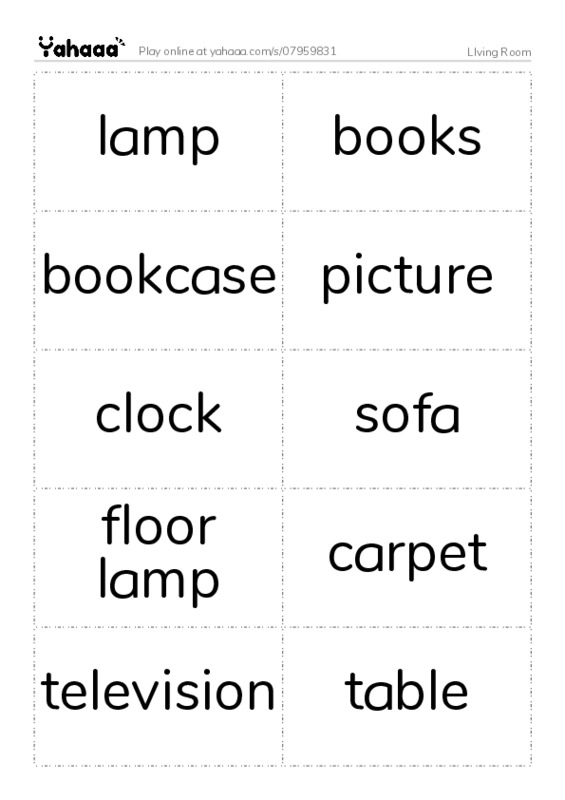 LIving Room PDF two columns flashcards