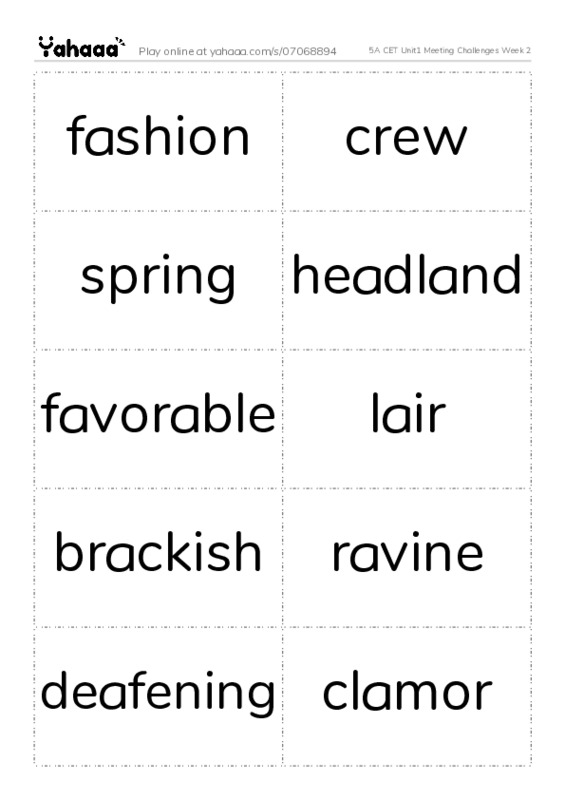 5A CET Unit1 Meeting Challenges Week 2 PDF two columns flashcards