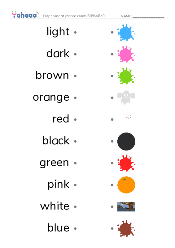 KET Vocabulary: Colours PDF link match words worksheet