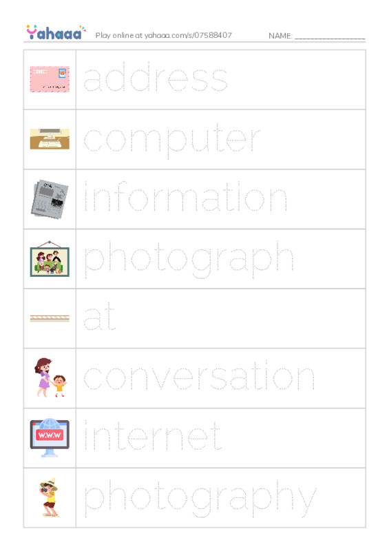 KET Vocabulary: Communication and Technology PDF one column image words