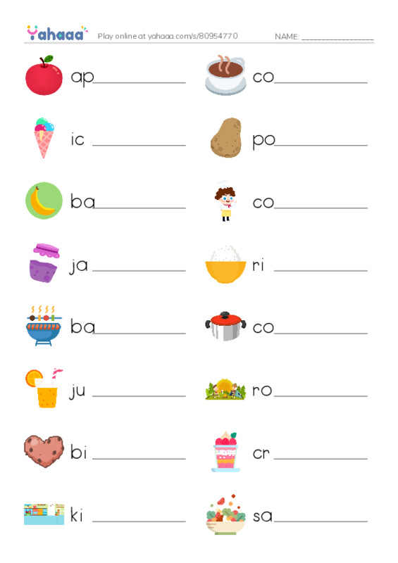 KET Vocabulary: Food and Drink PDF worksheet writing row