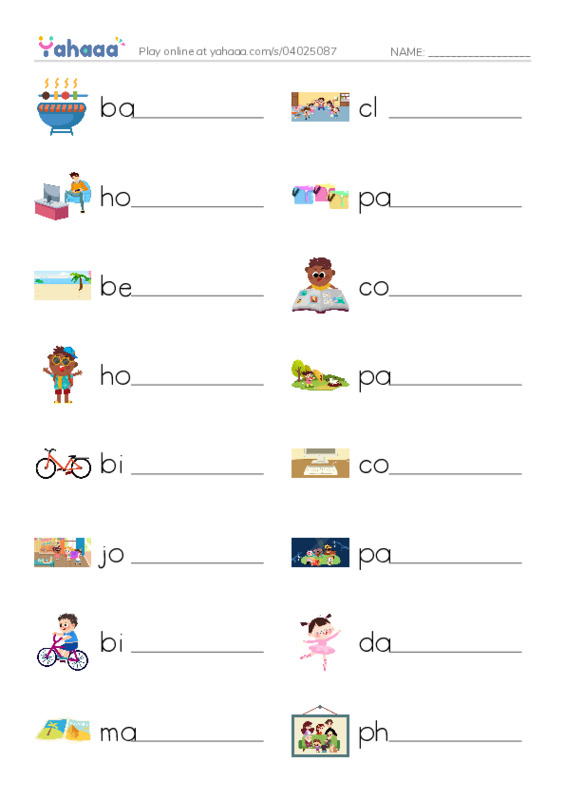 KET Vocabulary: Hobbies and Leisure PDF worksheet writing row
