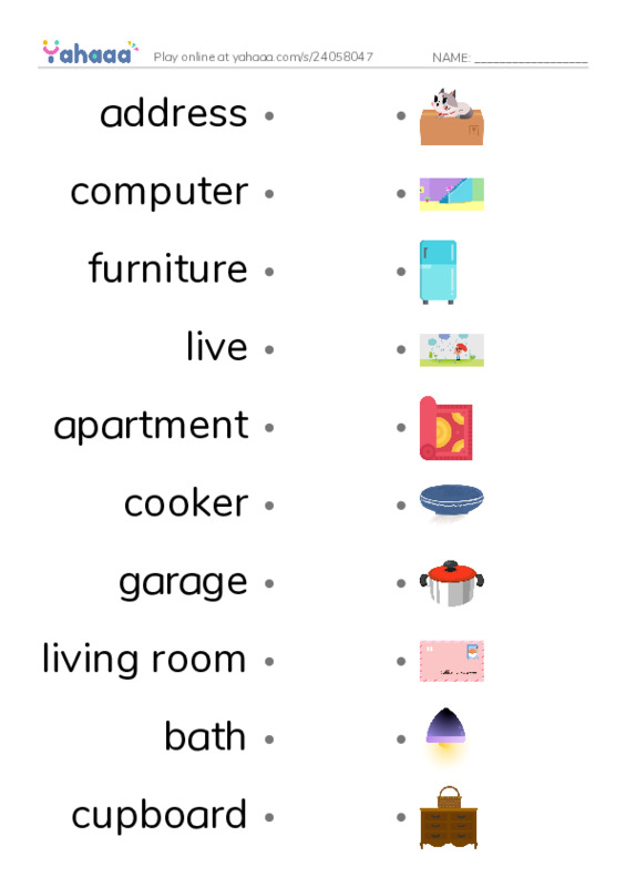 KET Vocabulary: House and Home PDF link match words worksheet