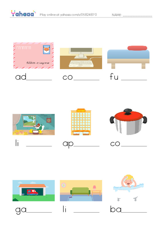 KET Vocabulary: House and Home PDF worksheet to fill in words gaps