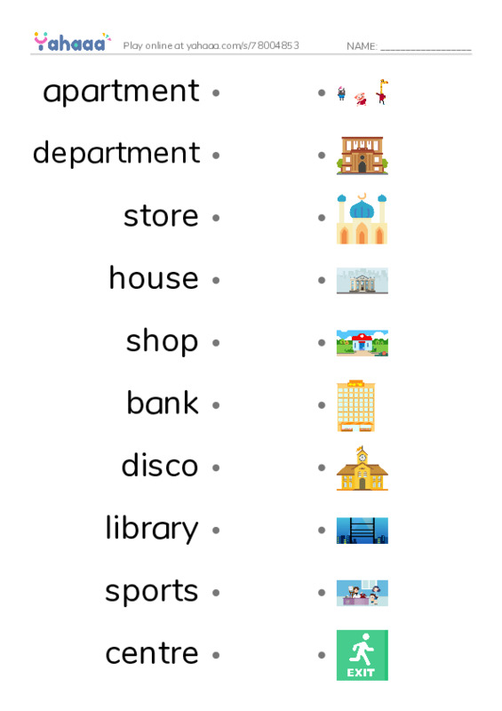 KET Vocabulary: Places - Buildings PDF link match words worksheet