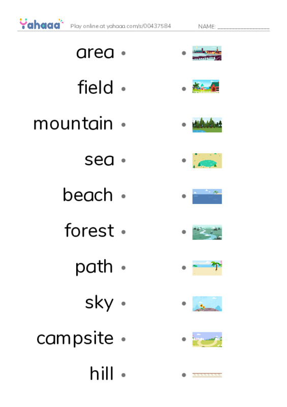 KET Vocabulary: Places - Countryside PDF link match words worksheet