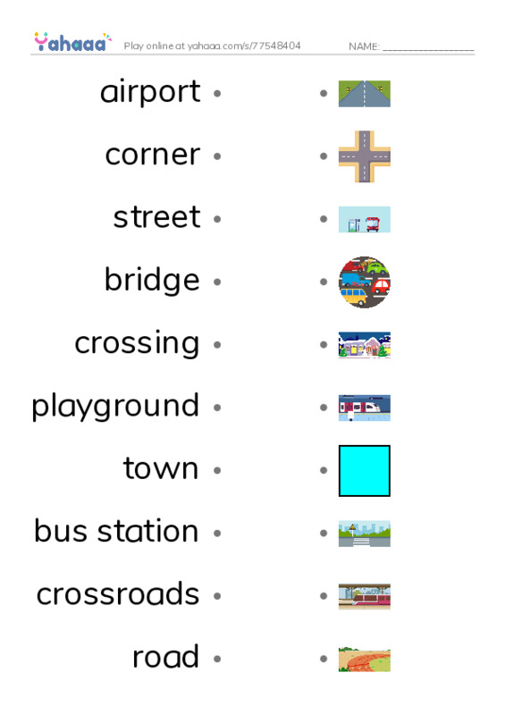 KET Vocabulary: Places - Town and City PDF link match words worksheet