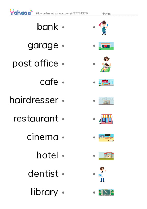 KET Vocabulary: Services PDF link match words worksheet