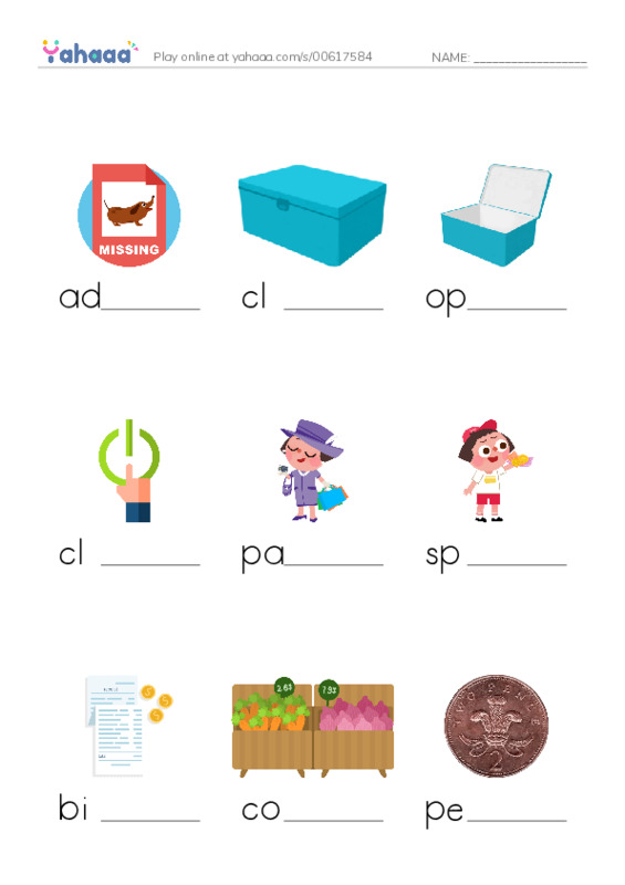 KET Vocabulary: Shopping PDF worksheet to fill in words gaps