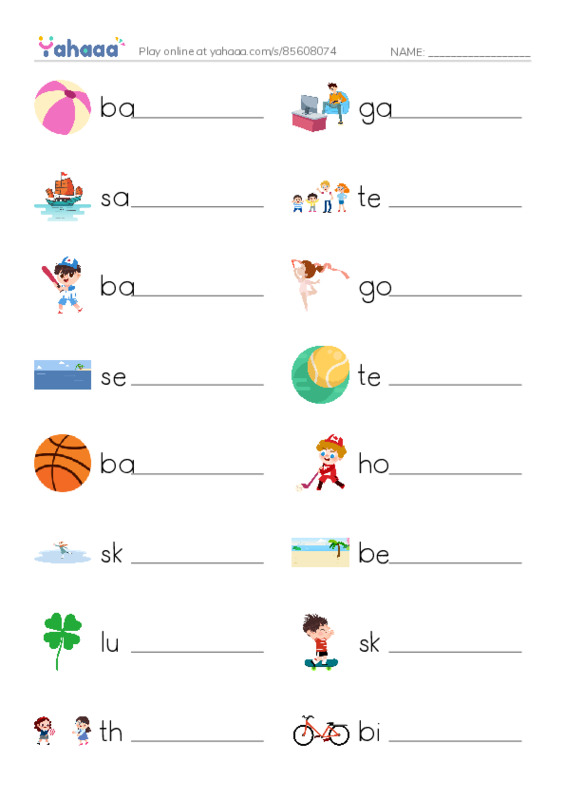 KET Vocabulary: Sport PDF worksheet writing row