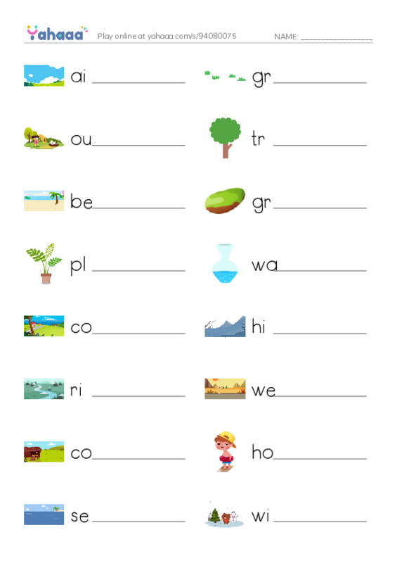 KET Vocabulary: The Natural World PDF worksheet writing row