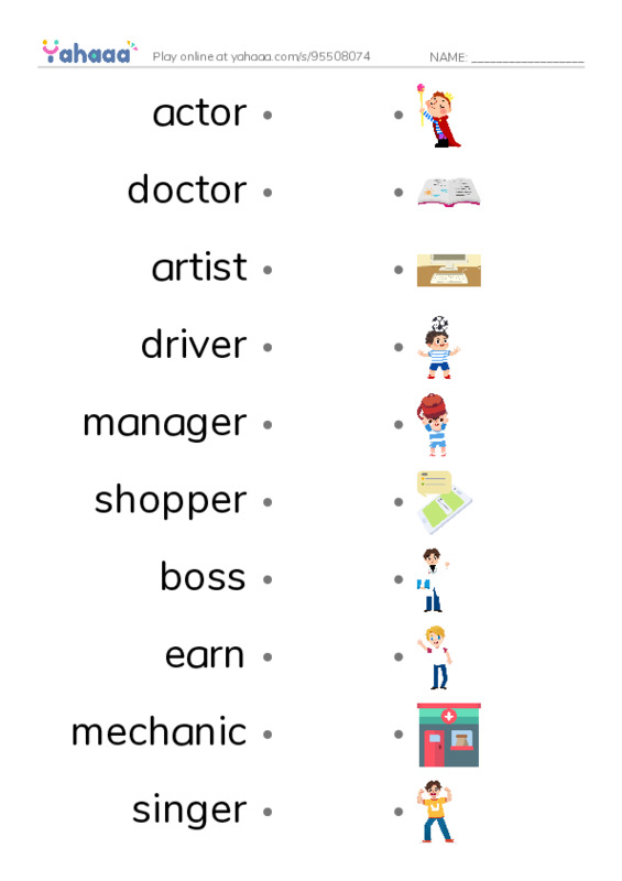 KET Vocabulary: Work and Jobs PDF link match words worksheet