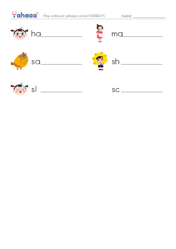 RAZ Vocabulary A: All Kinds of Faces PDF worksheet writing row