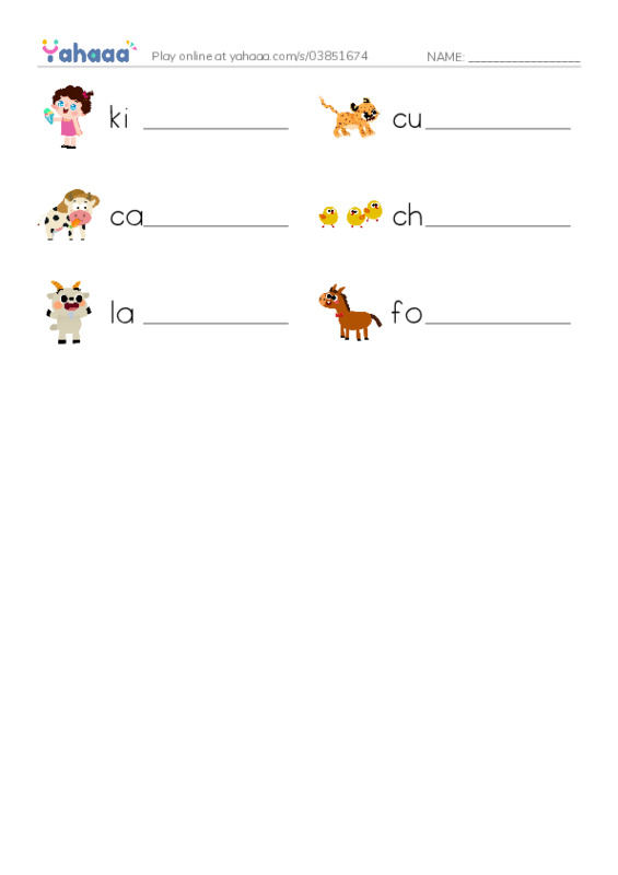 RAZ Vocabulary A: Baby Animals PDF worksheet writing row