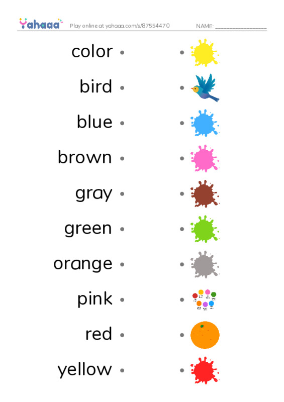 RAZ Vocabulary A: Bird Colors PDF link match words worksheet